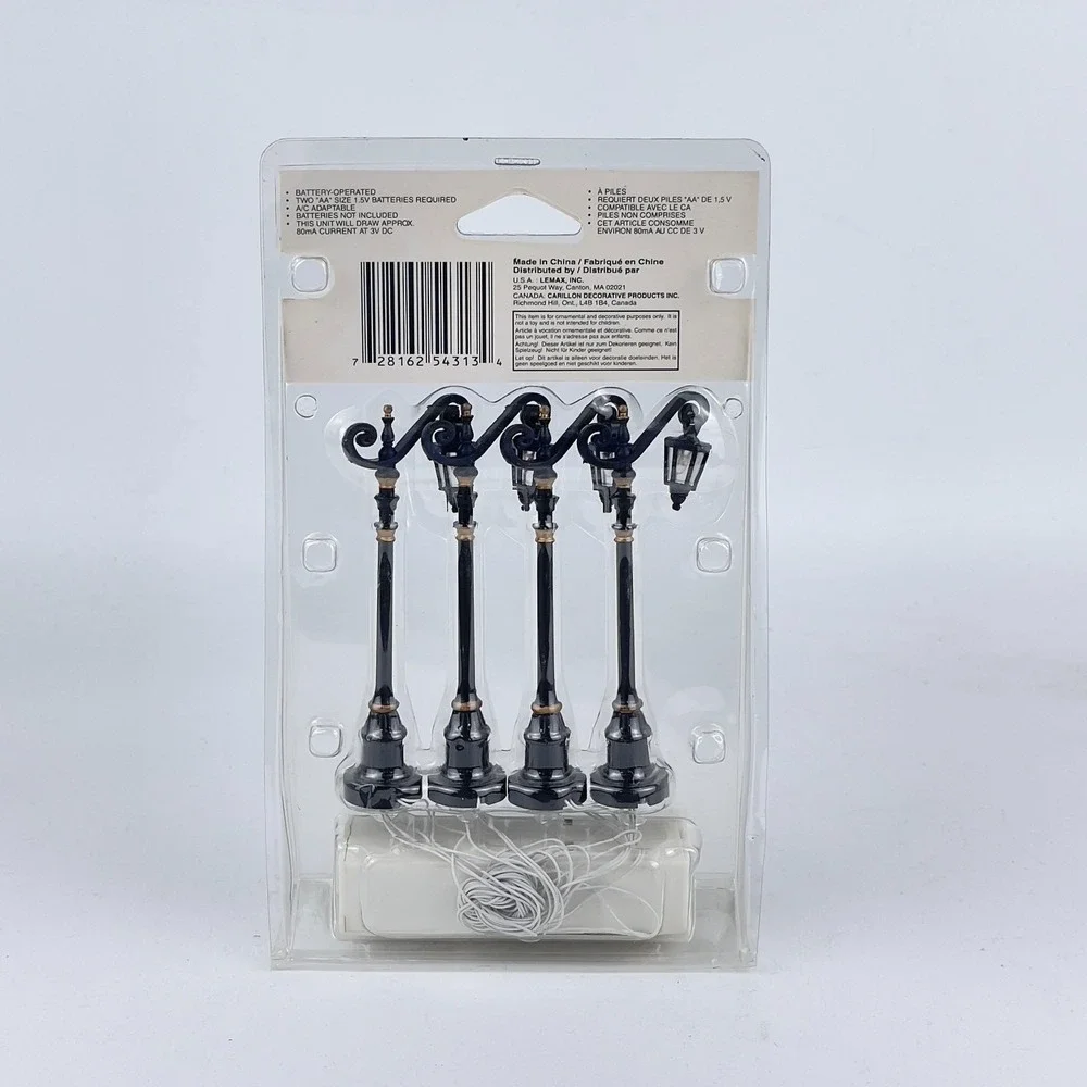 Set of 4 Lemax 2005 Lighted Coventry‎ Accessories illumines 3V Colonial Street